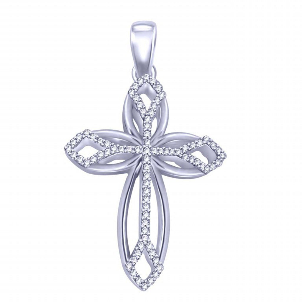 10K White Gold 0.19 Cttw Diamond Ladies Pendant
