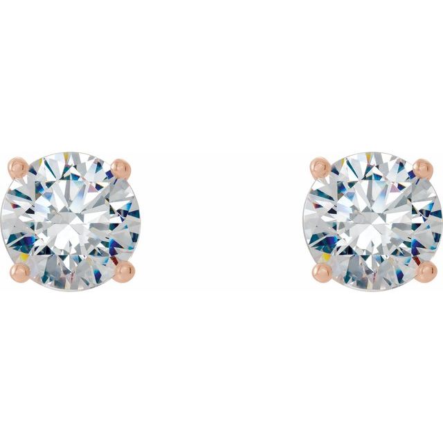14K Yellow Or White Or Rose Gold Round Friction Backs Polished Natural Diamond 4-Prong Cocktail-Style Earrings