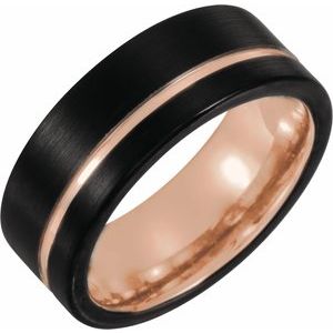 Black & 18K Rose Gold PVD Tungsten 8 mm Band