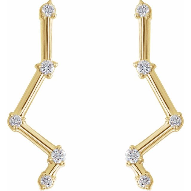 14K Yellow Or Rose Gold Round Friction Back Polished 1/10 Ctw Natural Diamond Constellation Ear Climbers