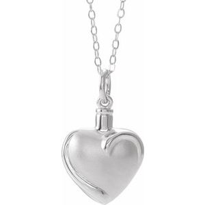 Sterling Silver 26.46 X 19.6 Mm 18 In Polished Fancy Heart Ash Holder Necklace