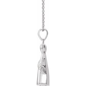10K White Gold Round .9Mm Gh I1-I2 .03 Ctw Diamond Angel Ash Holder Necklace, Length: 18 In