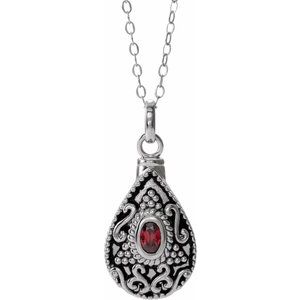 Sterling Silver January Without Box Polished January Tear Shaped Birthstone Ash Holder Necklace