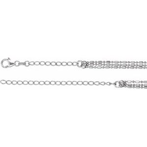 Sterling Silver Lobster Clasp 3-Strand Bead Chain Choker, Length: 13-16 In, Width: 1.5 Mm