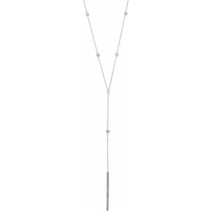 14K White Gold Round G-I I1 1/3 Ctw Natural Diamond Y Necklace, Length: 17 In