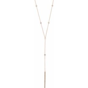 14K Rose Gold Round G-I I1 1/3 Ctw Natural Diamond Y Necklace, Length: 17 In