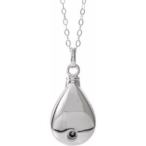 Sterling Silver June Without Box Polished June Tear Shaped Birthstone Ash Holder Necklace
