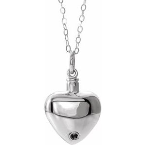 Sterling Silver 26.46 X 19.6 Mm 18 In Polished Fancy Heart Ash Holder Necklace