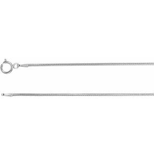 Rhodium-Plated Sterling Silver Spring Ring Round Snake Chain, Length: 24 In, Width: 1 Mm