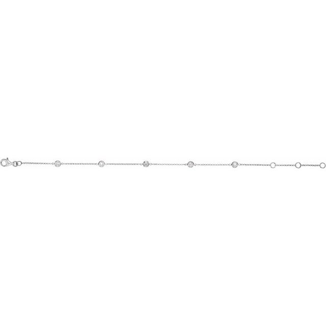 14K Yellow Or White Gold Round 2.3Mm :: 1/4 Ctw I1, G-I 5 1/2-7 In Polished 1/4 Ctw Natural Diamond 5-Station Bracelet
