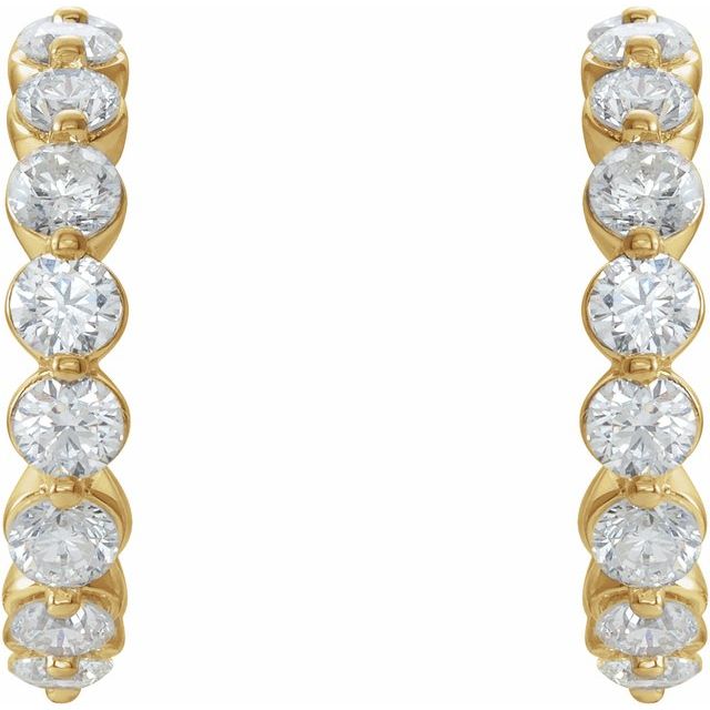 14K White Or Yellow Gold Round 16.5 Mm 2.8 Mm 2.5Mm I1, Gh Pair Friction Back Polished 1 3/8 Ctw Natural Diamond Huggie Earrings