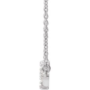 14K White Gold 26.8 X 6.8 Mm 18 In Polished 1/10 Ctw Natural Diamond Constellation Bar Necklace