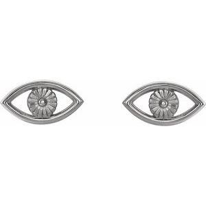 Sterling Silver Pair Friction Backs Evil Eye Stud Earrings