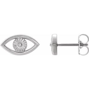 Sterling Silver Pair Friction Backs Evil Eye Stud Earrings