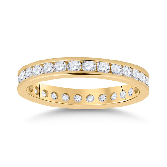14K Yellow Gold Womens Round Diamond Eternity Wedding Band 1 Cttw, Womens Size: 5-10