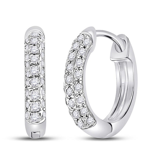 10K Yellow Or White Gold  Womens Round Diamond Hoop Earrings 1/6 Cttw