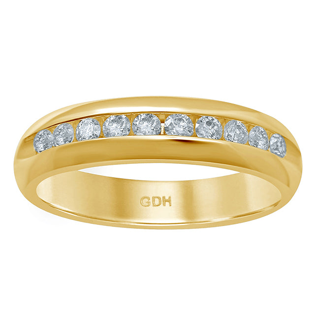 14K Yellow Gold 0.48 Cttw Round Diamond Mens Ring