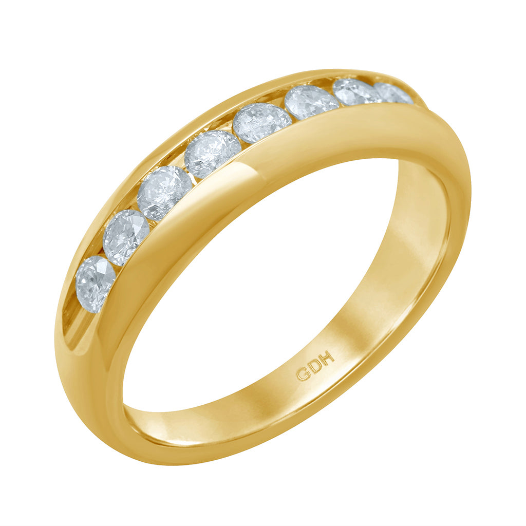 14K Yellow Gold 0.97 Cttw Diamond Mens Machine Band