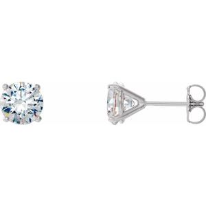 14K White Gold Round 5Mm Vs, F+ 1 Ctw Lab-Grown Diamond 4-Prong Stud Friction Back Earrings