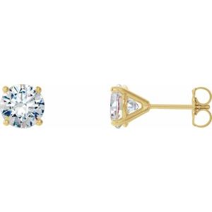 14K Yellow Gold Round 4.5Mm Si1-Si2, G-H 3/4 Ctw Lab-Grown Diamond 4-Prong Stud Friction Back Earrings