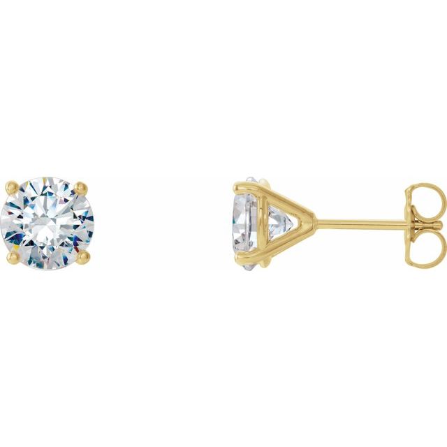 14K Yellow Or White Or Rose Gold Round Vs, F+ Friction Polished Lab-Grown Diamond 4-Prong Stud Earrings