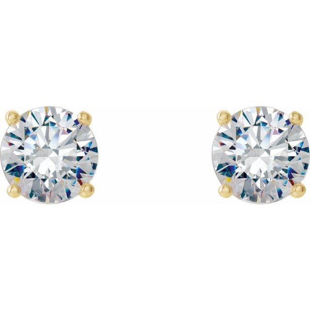 14K Yellow Or White Or Rose Gold Round Vs, F+ Friction Polished Lab-Grown Diamond 4-Prong Stud Earrings