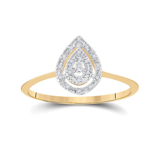 10K Yellow Gold Womens Round Diamond Teardrop Ring 1/20 Cttw, Womens Size: 5-10
