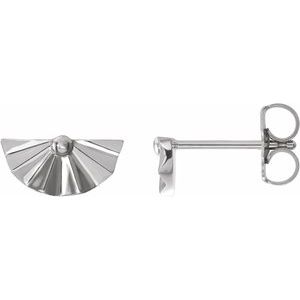 14K White Gold Pair Friction Backs Geometric Earrings