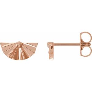 14K Rose Gold Pair Friction Backs Geometric Earrings