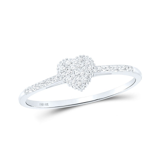 10K Yellow Or White Gold  Womens Round Diamond Slender Heart Ring 1/20 Cttw, Womens Size: 5-10