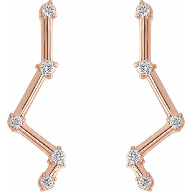 14K Yellow Or Rose Gold Round Friction Back Polished 1/10 Ctw Natural Diamond Constellation Ear Climbers
