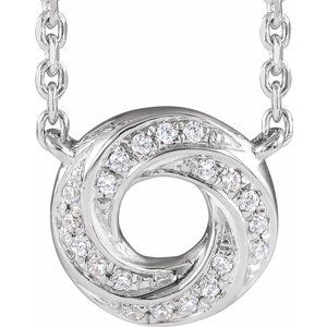 14K White Gold Round .8Mm G-I I1 .06 Ctw Natural Diamond Geometric Necklace, Length: 18 In