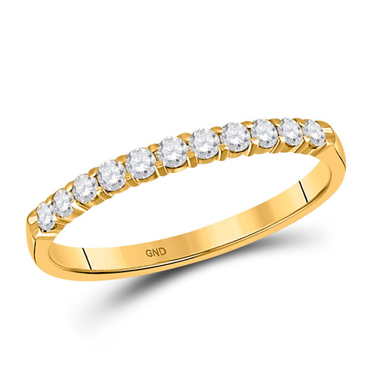 14K Yellow Gold Womens Round Diamond Wedding Single Row Band 1/4 Cttw, Womens Size: 5-10