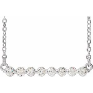 14K White Gold Round 2Mm F+ Vs Bar Necklace, Length: 18 In