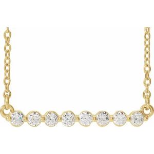14K Yellow Gold Round 2Mm F+ Vs Bar Necklace, Length: 18 In