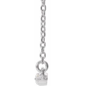 14K White Gold Round 2Mm G-H I1 Bar Necklace, Length: 18 In