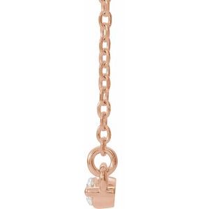 14K Rose Gold Round 2Mm G-H I1 Bar Necklace, Length: 16 In