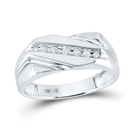 10K White Gold Mens Round Diamond Wedding Band Ring 1/8 Cttw, Mens Size: 7-13