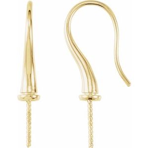 14K Yellow Gold Pearl 12 Mm Earring Mounting