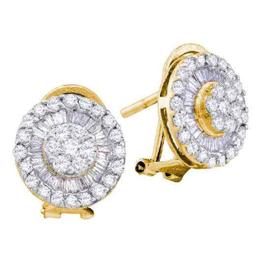 14K Yellow Gold Womens Round Diamond Cluster French-clip Earrings 1 Cttw, Length: 0.47 In, Width: 0.47 In