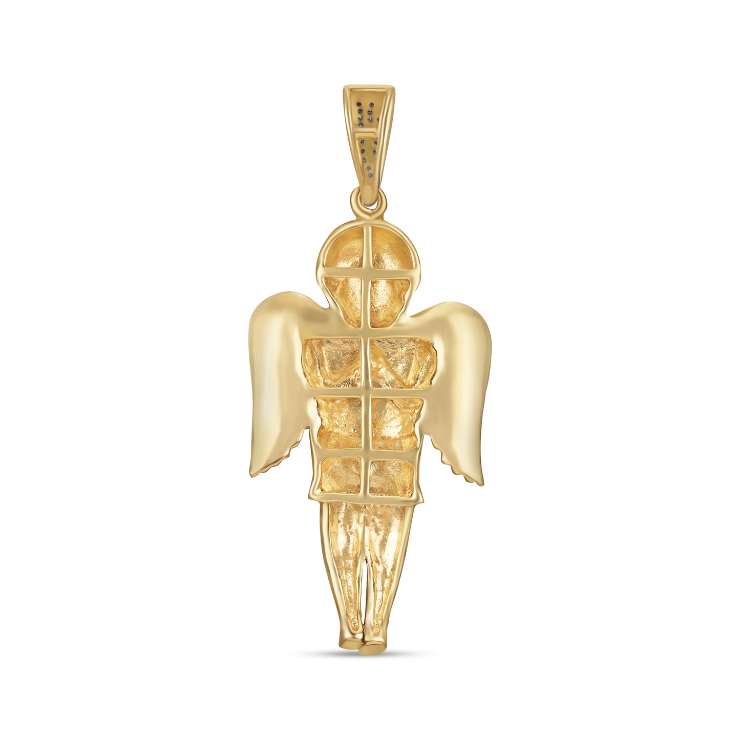 10K Yellow Gold 0.38-0.46 Cttw Round Diamond Ladies Angel Pendant