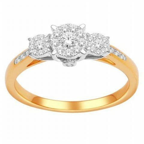 10K Yellow Gold 0.33CT Round Diamond Ladies Ring