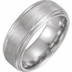 Cobalt Flat-Edge Comfort-Fit Band With Brush Finish Size 10