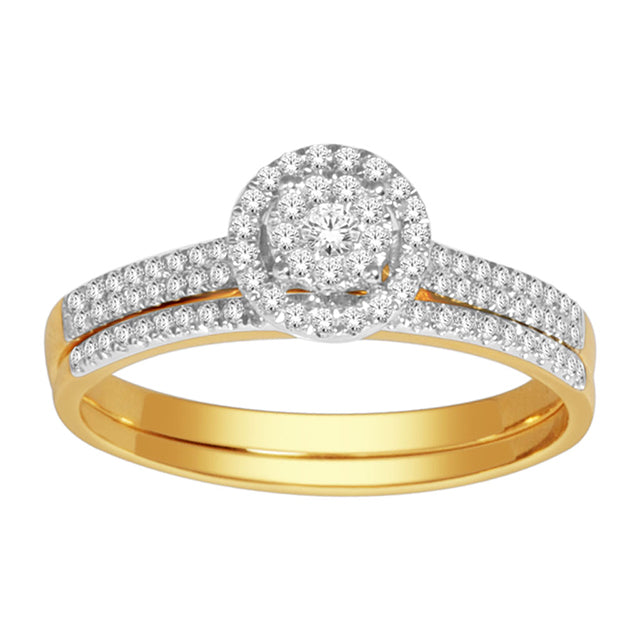 14K Yellow Or White Gold Ladies 0.33 Cttw Round Diamond Bridal Ring Set
