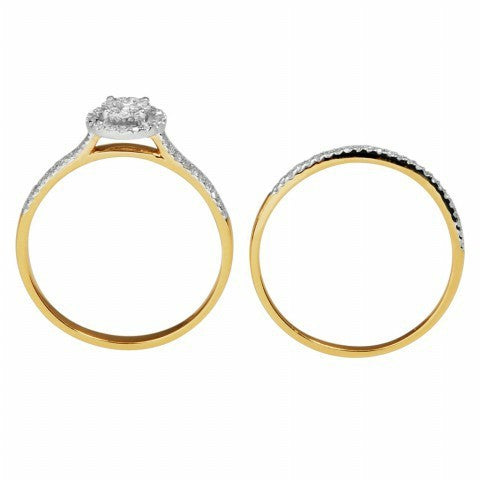 14K Yellow Or White Gold Ladies 0.33 Cttw Round Diamond Bridal Ring Set