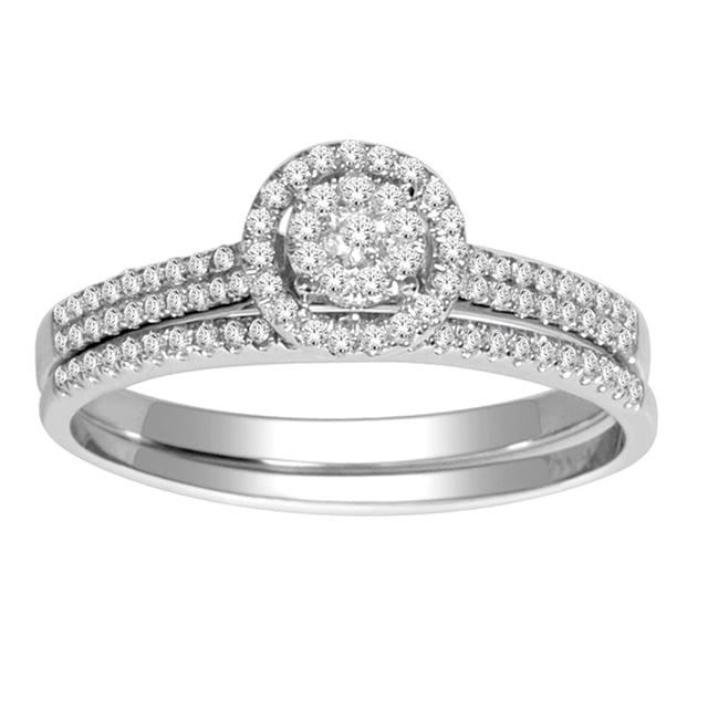 14K Yellow Or White Gold Ladies 0.33 Cttw Round Diamond Bridal Ring Set