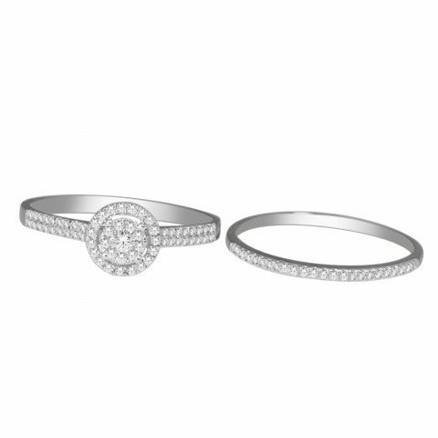 14K Yellow Or White Gold Ladies 0.33 Cttw Round Diamond Bridal Ring Set