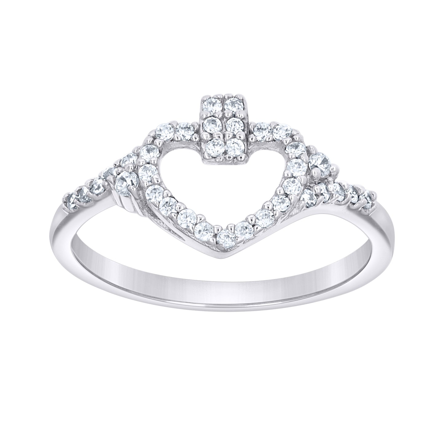Sterling Silver Womens Cubic-Zirconia Heart Engagement Ring Size 6– Elegant Jewelry Gift for Birthday, Anniversary, Engagement, Wedding