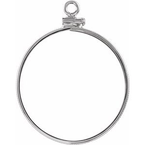 Sterling Silver 26.5 Mm Screw Top Polished Screw-Top Coin Edge Coin Frame Bezel Dangle