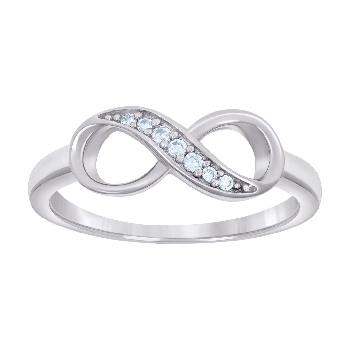 Sterling Silver Women's Cubic-Zirconia Infinity Bridal Anniversary Wedding Engagement Band Ring